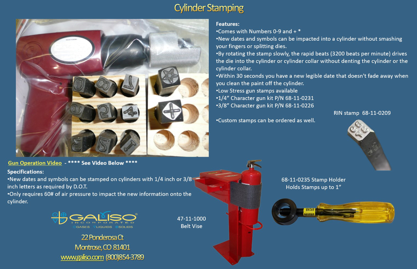 Galiso Cylinder Stamping Tool for Hydrostatic Test Systems