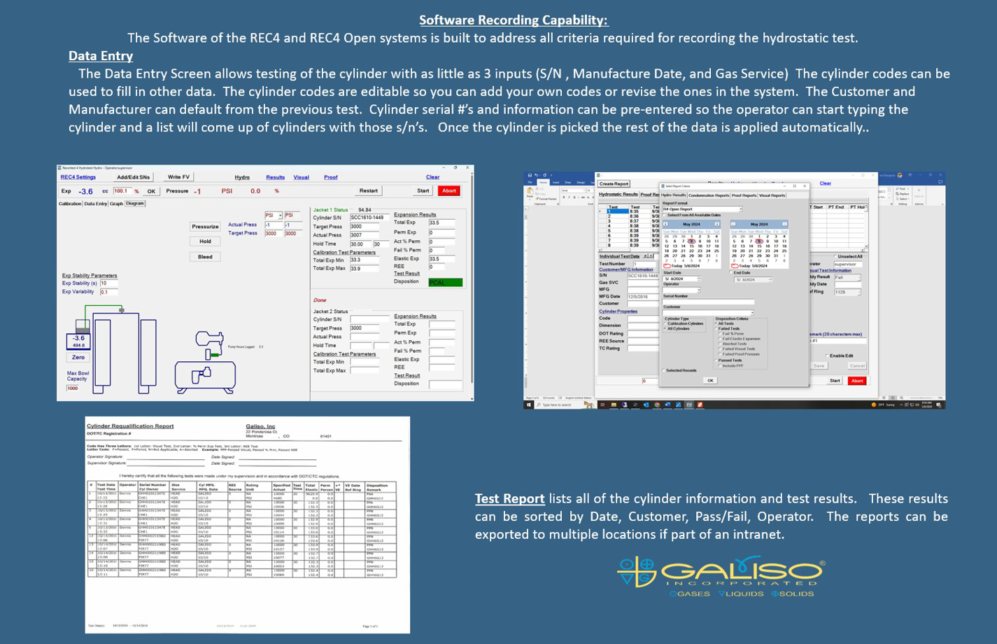 Hydrostatic Test System Software Recording Capabilities